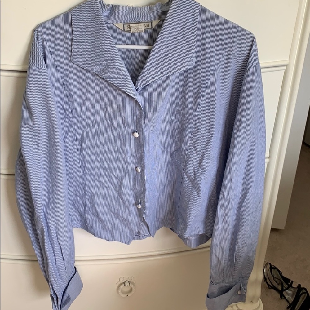 Blue and white striped dress shirt